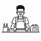 Cashier At Work Coloring Page  sketch template