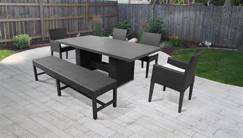 Belle Rectangular Outdoor Patio Dining Table With 4 Chairs and 1 Bench