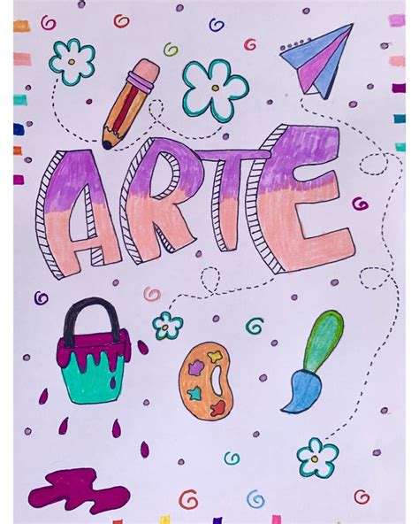 the word artie written in colored paper with doodles and other items around it