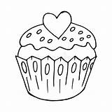 Cupcake Linear Icon With Heart Muffin In Hand Draw Style Vector  sketch template
