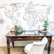 Rustic World Map Wall Decal Sticker