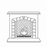 Fireplace Coloring Page Black And White Burning Vector  sketch template