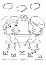 Kids Chatting In Park Cartoon Coloring Page  KidzeZone sketch template