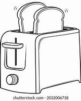 Toaster Toast Vector Illustration Isolated Black Stock Royalty  sketch template