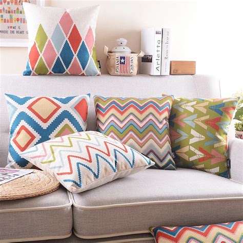 Geometric decorative Cushion Covers Thick Cotton Linen throw Pillows ...