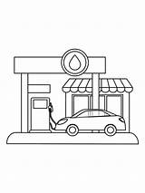 Easy Cartoon Gas Station sketch template
