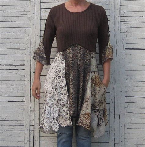 Upcycled Tunic Upcycled Clothing Wearable Art Women Earth Redo Clothes, Upcycle Clothes Diy ...