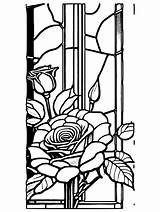 Stained Glass Roses Coloring Page · Creative Fabrica sketch template