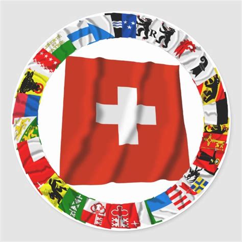 The Flags of the Cantons of Switzerland Classic Round Sticker | Zazzle ...