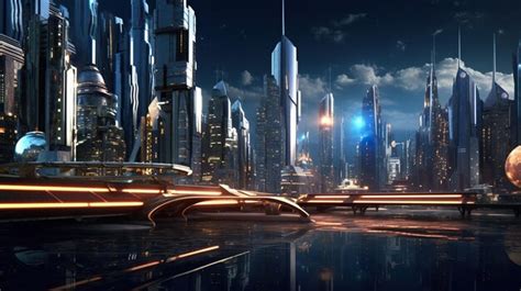 Premium AI Image | futuristic city night scene