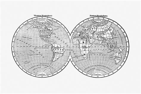 Antique world map drawing | Free public domain illustration