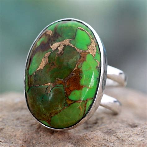 Green Composite Turquoise Sterling Silver Ring - Green Island | NOVICA