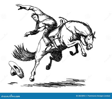 Cowboy Riding a Bucking Bronco Stock Illustration - Illustration of ...