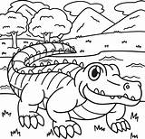 Coloring Swamp Crocodiles Pages Cartoon Colouring Kids Sheets Vector  sketch template