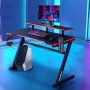 TANGNADE Gaming Desk 47.2 inches Home Office Computer Table, Black Gamer Workstation office ...