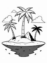 Desert Island coloring book Pages For Children And Adults With Vector  sketch template