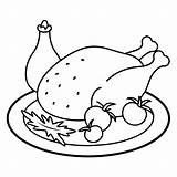 Coloring Page roasted chicken On A Plate With Tomatos  Premium AI sketch template