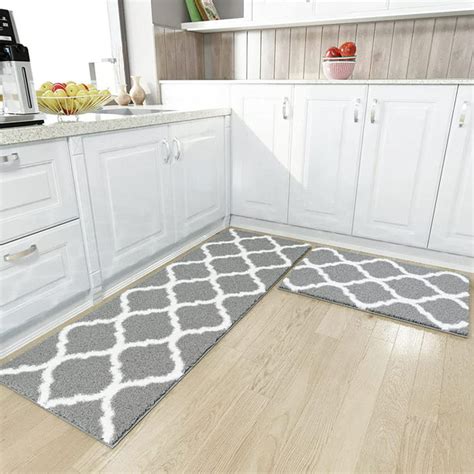 2 Pcs Kitchen Runner Rug Sets Non Slip Kitchen Floor Mats Machine Washable Area Rug Carpet ...