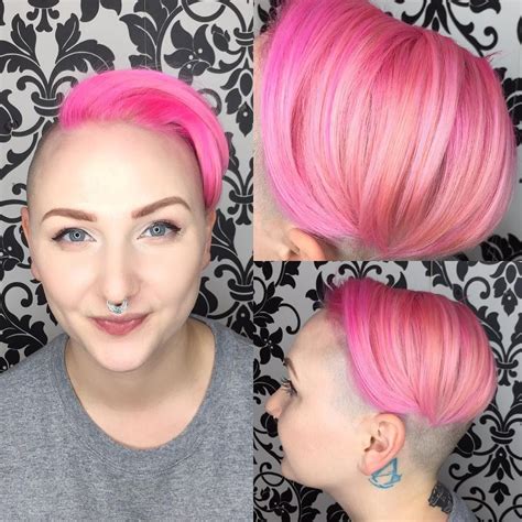 Pink Undercut Pixie with Shaved Sides #hairdare #beauty #hairstyle Hair Color Pastel, Grey Hair ...