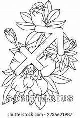 Sagittarius Zodiac Sign Coloring Pages Stock Illustration 2236621987  sketch template