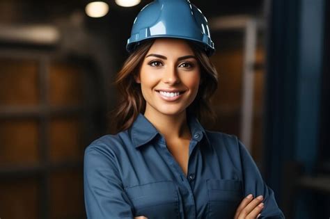 Premium AI Image | Female construction site engineer with helmet