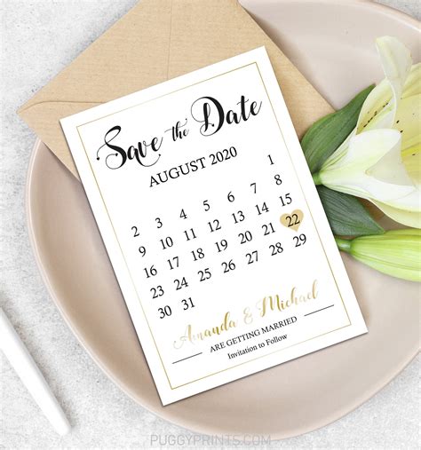 Editable Calendar Save the Date Template Save the Date Cards | Etsy