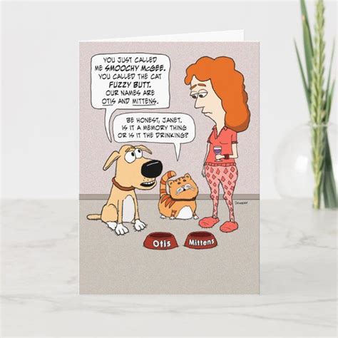 Funny Dog and Cat Worried About Owner Birthday Card | Zazzle | Funny ...