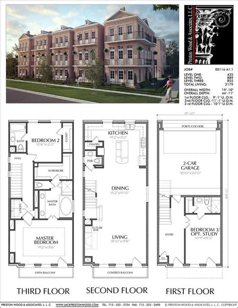 Narrow Townhome Plans Online, Brownstone Style Homes, Town House Desig ...