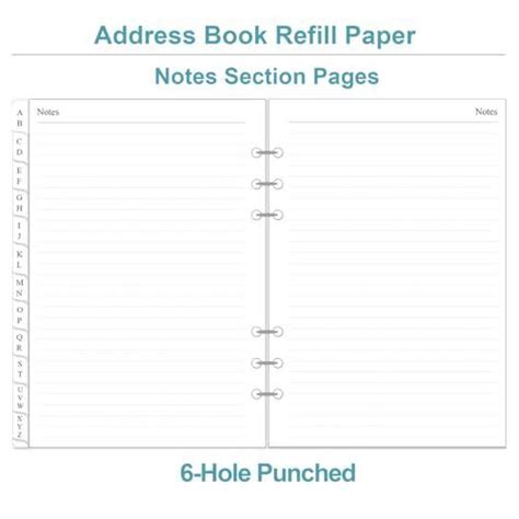 Address Book Refills for A5 Binder - A-Z Address Notebook Refill Paper ...