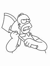 Homer Simpson With An Ax coloring Page sketch template