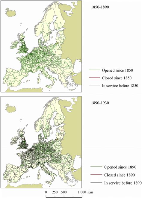 Railway maps of Europe: 1850-1890 and 1890-1930. | Download Scientific Diagram