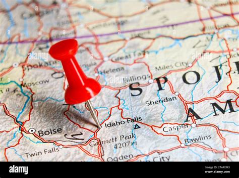 Idaho Falls,Idaho pin on map Stock Photo - Alamy