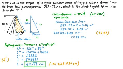 Calculate the Slant Height for the Given Cone