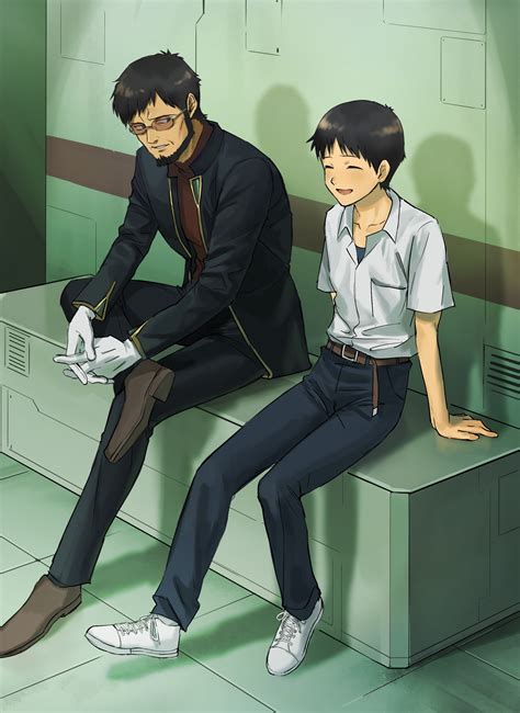 ikari shinji and ikari gendou (neon genesis evangelion) drawn by rott ...