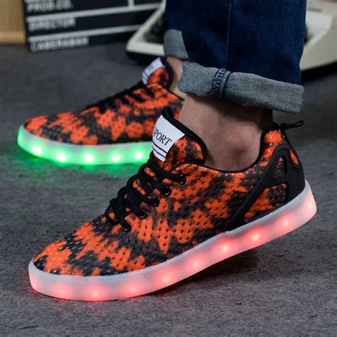 New LED lights shoes USB charging sandals colorful bright lights glowing shoes fashion step ...