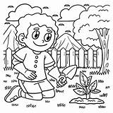 Premium Vector  Earth Day Boy Planting Coloring Page For Kids sketch template