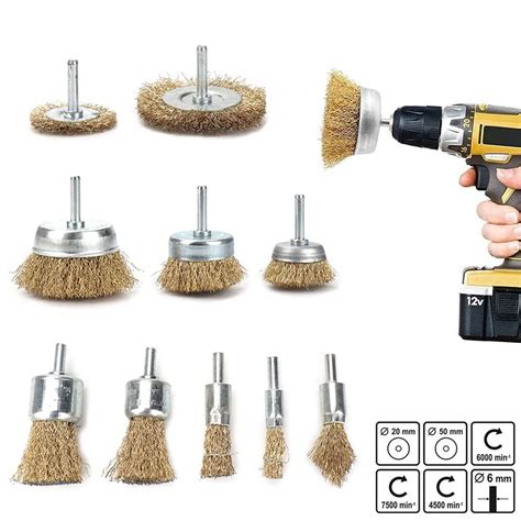 Buy SI FANG 10Pcs Brass Coated Wire Brush for Drill, 1/4" Shank Steel Wire Brush Wheel & Cup ...