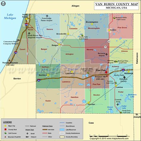 Van Buren County Map, Michigan