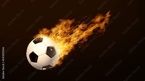 Animated soccer Ball on Fire Burning rotating soccer ball bright flamy symbol on the black ...