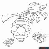 Bee Hive Coloring Page  Easy Drawing Guides sketch template