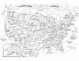 Printable Labeled United States Map Coloring Page sketch template