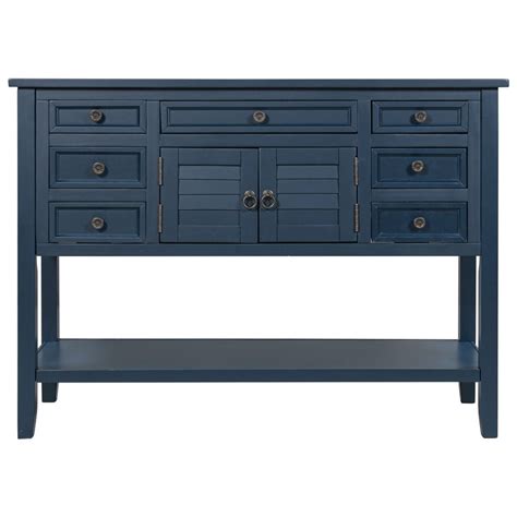 Accent Console Table 7 Drawers Sofa Table Storage Cabinet With Open Shelf Buffet Sideboard For ...