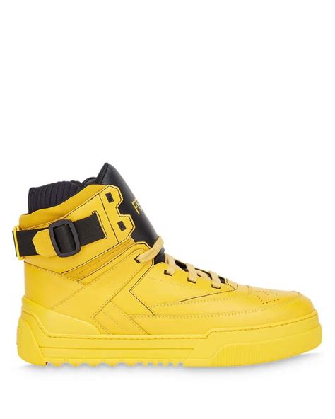 Fendi Logo High-top Sneakers in Yellow for Men | Lyst