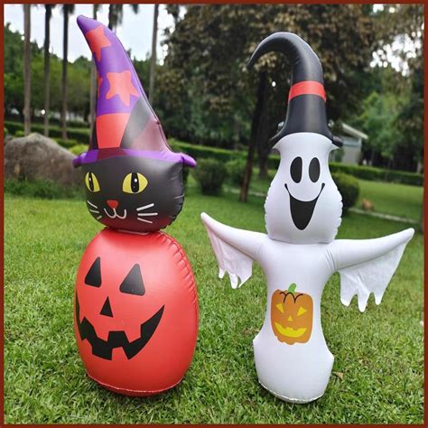 Halloween Inflatable Ghost Pumpkin Cat Ghost Halloween Inflatables with ...