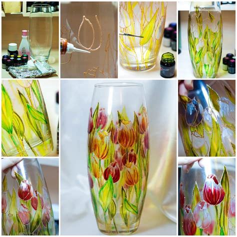 DIY Beautiful Floral Painted Glass Vase