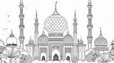 Children Learning Printable Coloring Islamic Mosque And Ketupat For  sketch template
