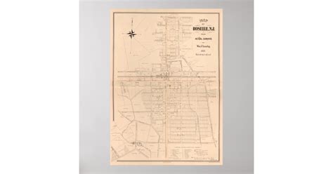 Vintage Map of Roselle NJ (1887) Poster | Zazzle