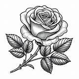 Rose Flower With Leaves 🌹🍃 Coloring Page sketch template