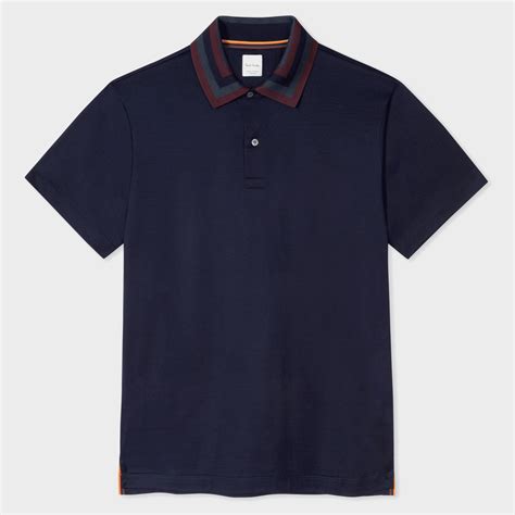 Paul Smith | Men's White Cotton Contrast Stripe-Collar Polo Shirt - Now available in 3 colours ...