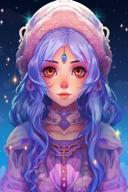 Premium AI Image | an anime girl with long hair and purple eyes